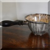 S04. Gorham ”Chippendale” sterling silver pourer with wooden handle. 2.5”h x 9”w x 5”d - $145 